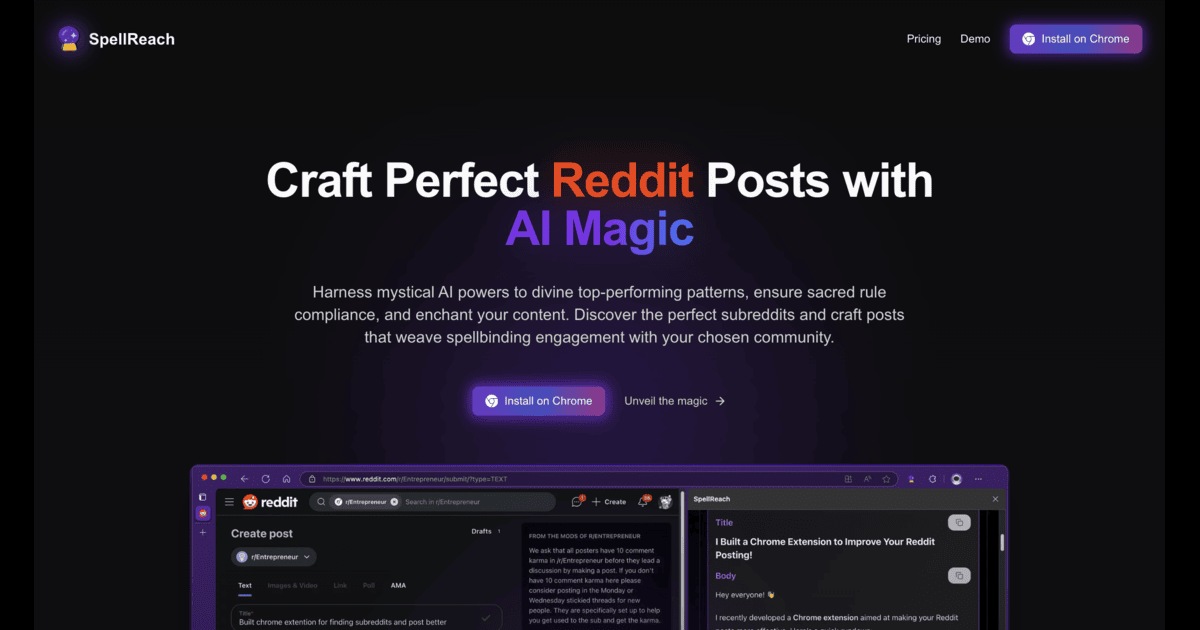 Screenshot of SpellReach website